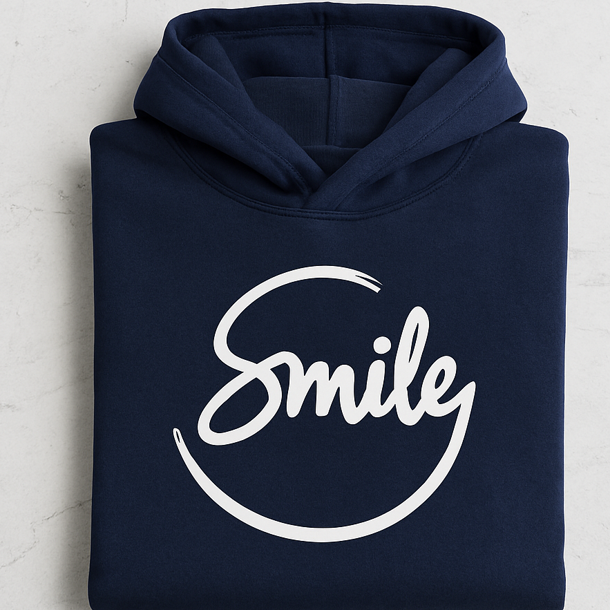 Navy Blue Smile Hoodie for Men | Premium Quality, Stylish & Machine Washable - LARGE - Image 3
