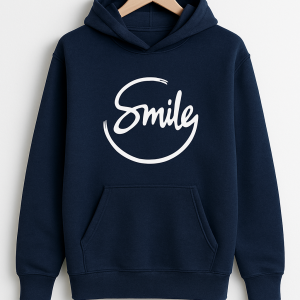 Navy Blue Smile Hoodie for Men | Premium Quality, Stylish & Machine Washable - LARGE
