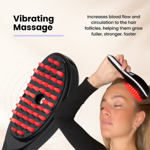 Electric Massage Comb – Blue & Red Light Therapy, Vibration Brush, Spray & Negative Ion Scalp Massager (Rechargeable)